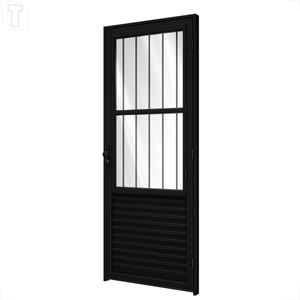 PORTA RIOBRAS ALUMINIO DE GIRO COM POSTIGO E GRADE PRETA DIREITA 215X85X6.5 - PA135.2