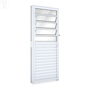 PORTA RIOBRAS PRONTA DE GIRO MISTA COM BASCULANTE ESQUERDA BRANCA 2.15X85X12 - 1644.1