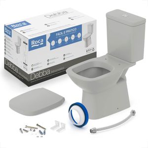BACIA SANITARIA ROCA DEBBA CLASSIC COM CAIXA ACOPLADA STONE+ KIT INSTALACAO + ASSENTO TERMOFIXO