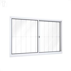 VITRO RIOBRAS ALUMINIO DE CORRER LATERAL COM GRADE 2FOLHAS MOVEIS 100X100X8,5 - A394.0 BRANCO