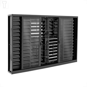 VENEZIANA LUCASA FACILITA DE CORRER CENTRAL FLEX 6F COM GRADE QUADRADA PRETA 100X150X15,5- P2571.0