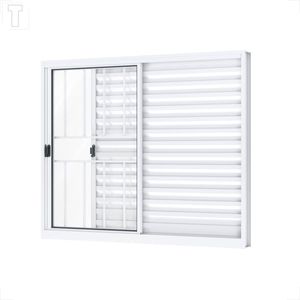 VENEZIANA RIOBRAS ALUMINIO DE CORRER LATERAL COM GRADE BRANCA 3 FOLHAS 100X150X10 - A296.1