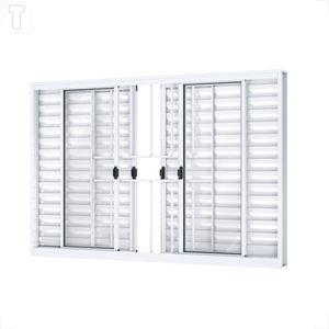VENEZIANA RIOBRAS ALUMINIO DE CORRER CENTRAL COM GRADE BRANCA 6 FOLHAS 100X150X10 - A284.0
