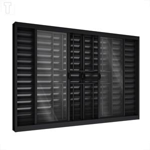 VENEZIANA RIOBRAS ALUMINIO DE CORRER CENTRAL COM GRADE PRETA 6 FOLHAS 100X150X10 - A284.0