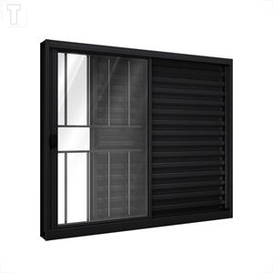 VENEZIANA RIOBRAS ALUMINIO DE CORRER LATERAL COM GRADE PRETA 3 FOLHAS 100X150X10 - PA296.1