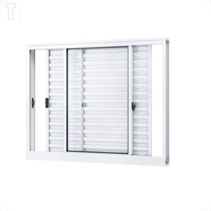 VENEZIANA RIOBRAS ALUMINIO DE CORRER LATERAL SEM GRADE BRANCA 3 FOLHAS MOVEIS 100X120X10 - A291.1