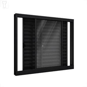VENEZIANA RIOBRAS ALUMINIO DE CORRER LATERAL SEM GRADE PRETA 3 FOLHAS MOVEIS 100X120X10 - PA291.0