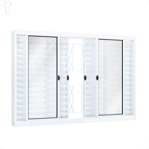 VENEZIANA RIOBRAS PRONTA DE CORRER CENTRAL COM GRADE MOSAICO BRANCA 100X150X12 - 2392.0
