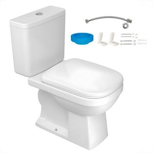 BACIA SANITARIA DECA QUADRA COM CAIXA ACOPLADA BRANCO GELO KP.211.17 + KIT INSTALACAO + ASSENTO