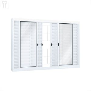 VENEZIANA RIOBRAS PRONTA DE CORRER CENTRAL COM GRADE QUADRADA BRANCA 100X150X12 - 2395.0
