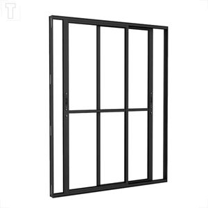 PORTA BRASIL ALUMINIO PRETO PREMIUM CORRER 2F MOVEIS 215X120X6,4 VIDRO INCOLOR - 20121