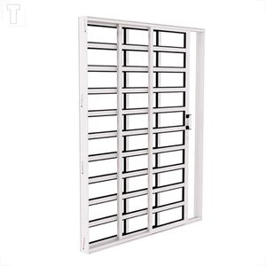 PORTA BRASIL ALUMINIO BRANCO PREMIUM CORRER 3F HORIZONTAL D 215X200X10 VIDRO REFLEX - 11899