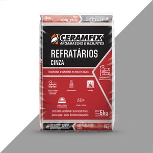 ARGAMASSA CERAMFIX REFRATARIOS CINZA 5KG COD.603432