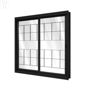 VITRO RIOBRAS PRONTA DE CORRER LATERAL COM GRADE QUADRADA PRETO 1.00X1.20X12 - 1 FOLHA FIXA 1 FOLHA MOVEL P3704.1