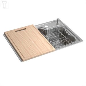 CUBA INOX DECA COZINHA RETANGULAR 60X40CM COM DECK/ACESSORIOS FACILE CC.660.60.DKAC.INX