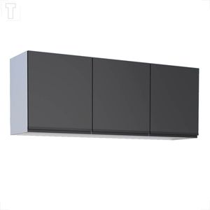 ARMARIO COZIMAX AEREO PARA GABINETE GAIA BRANCO/PRETO 1.45MT C/PUXADOR PRETO