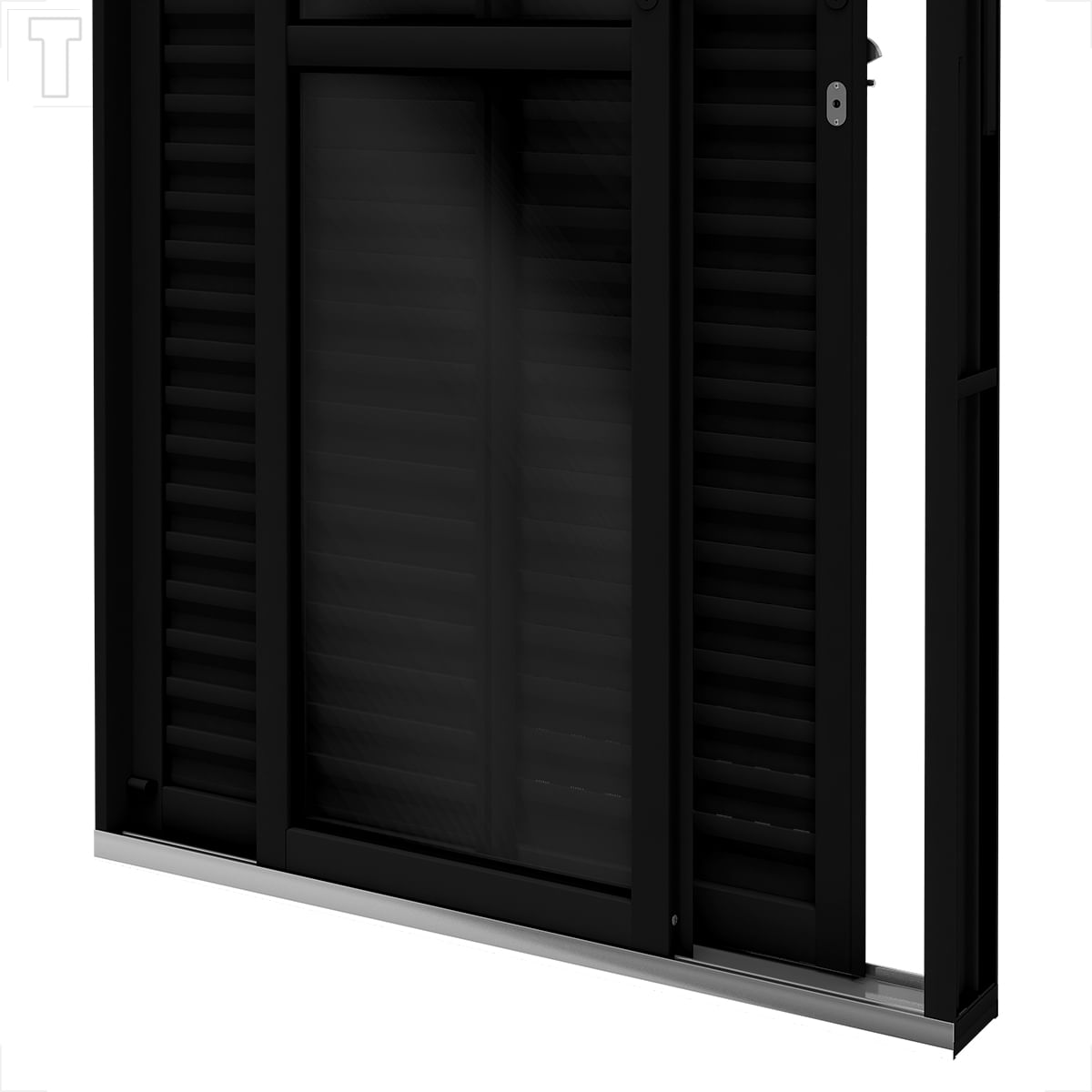 PORTA RIOBRAS ALUMINIO BALCAO DE CORRER LATERAL PRETA 213X150X13